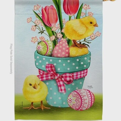 Chicks on Eggs Garden Flag