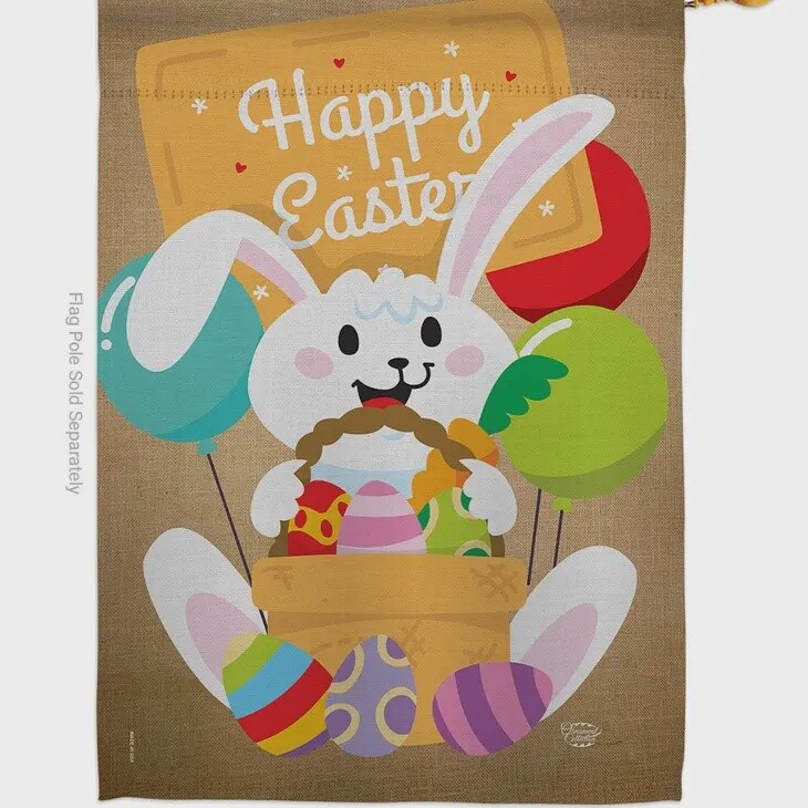 Bunny Easter Egg House Flag