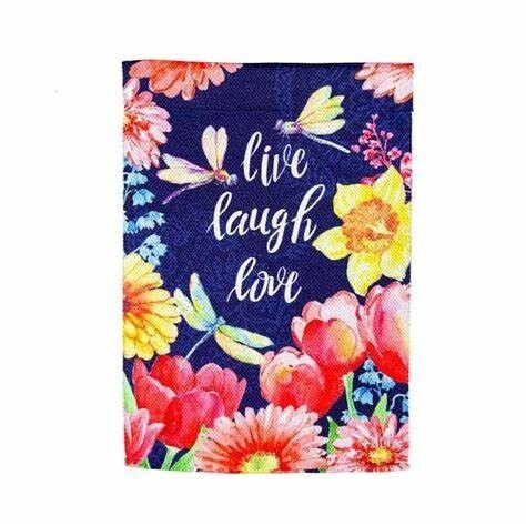 Live Laugh Love Dragonfly Garden Flag