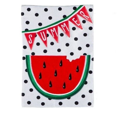 Summer Watermelon Burlap Garden Flag
