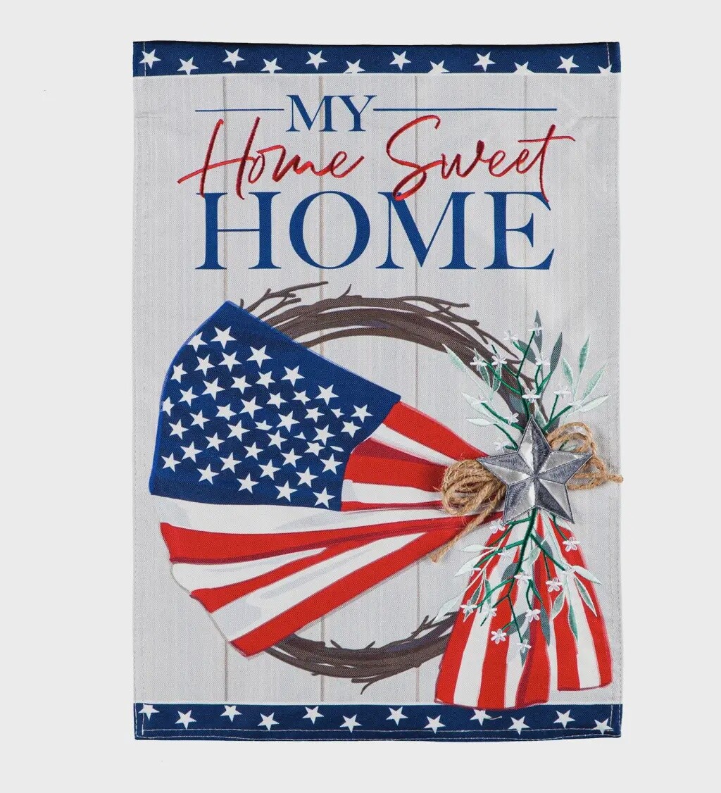 Stacked Home Burlap Garden Flag