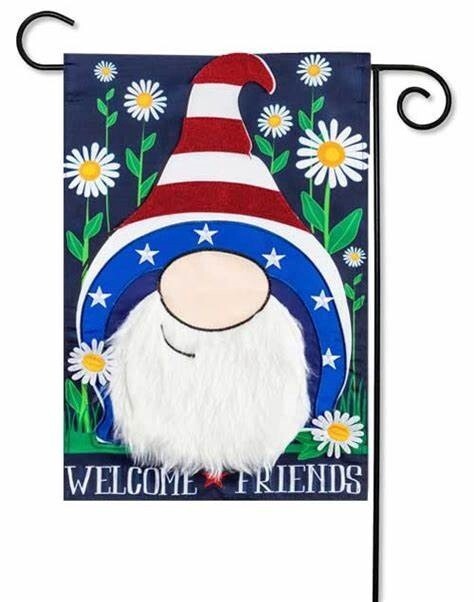 Patriotic Gnome Applique Garden Flag