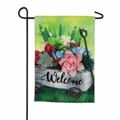 Galvanized Wagon with Succulents Garden Flag