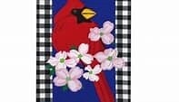 Checkered Cardinal Applique Garden Flag