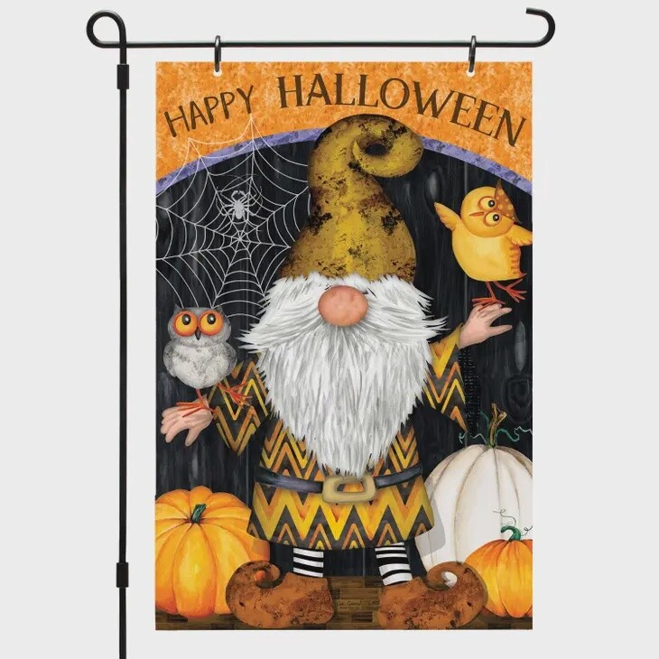 Halloween Gnome Reversible Garden Flag