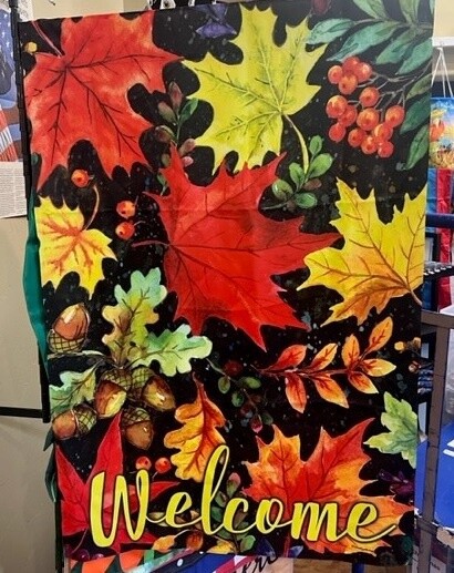 Fall Welcome Leaves House Flag