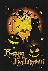 Happy Halloween Cat House Flag