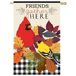 Fall Songbirds Gather Applique House Flag