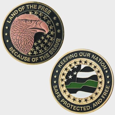 Challenge Coin Thin Green Line