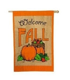 Fall Welcome Burlap House Flag