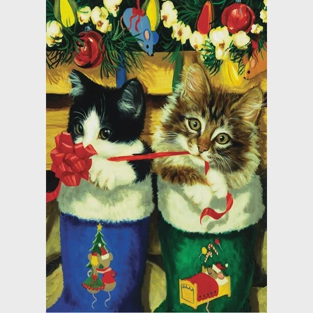 Stocking Kitten Garden Flag