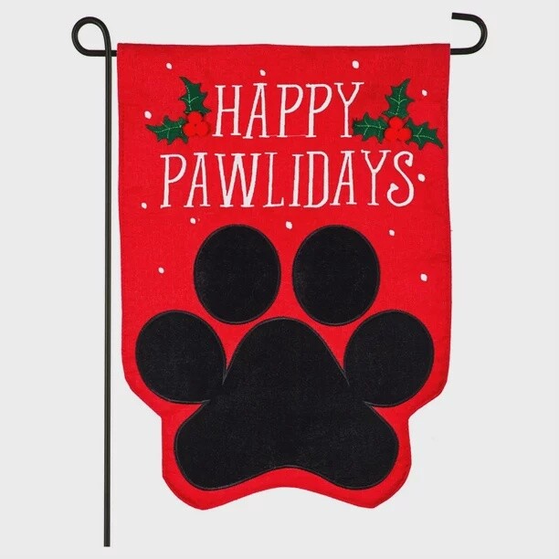 Happy Pawlidays Applique Garden Flag