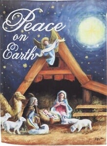Peace on Earth Nativity Garden Flag