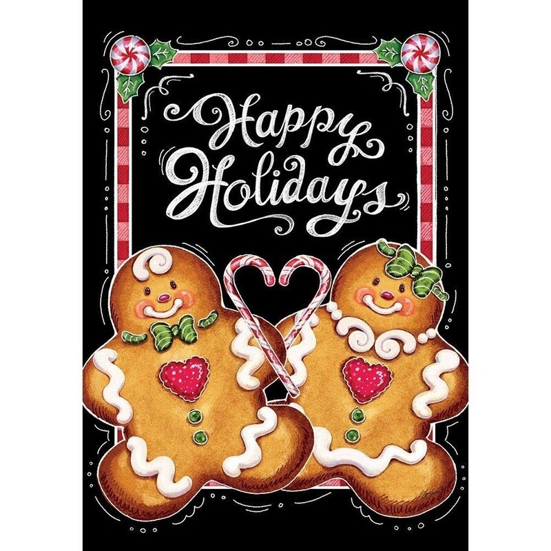 Happy Holidays Gingerbread Garden Flag