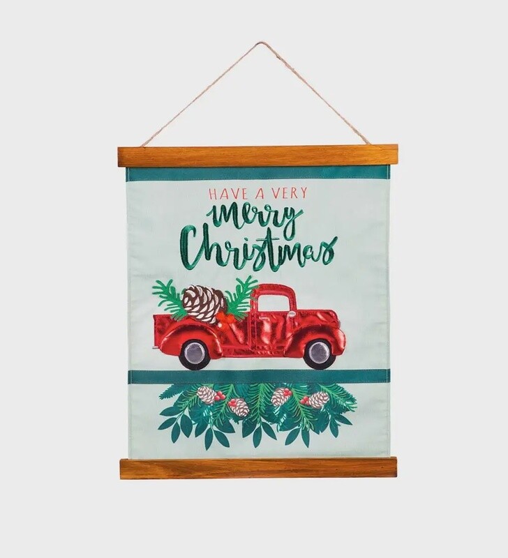 Red Truck Merry Christmas Door Hanger