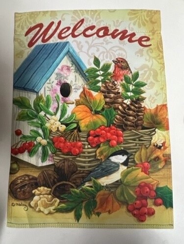 Fall Welcome Birdhouse Garden Flag