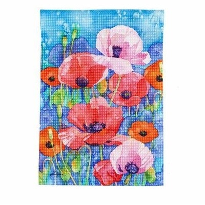 Painted Poppies Waffle Garden Flag