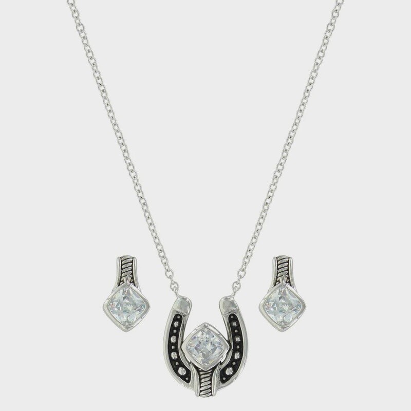 Set Cush CZ Rope Bar Horseshoe