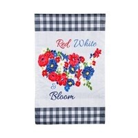 Red, White, Bloom Burlap House Flag