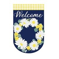Daisy Wreath Burlap Garden  Flag