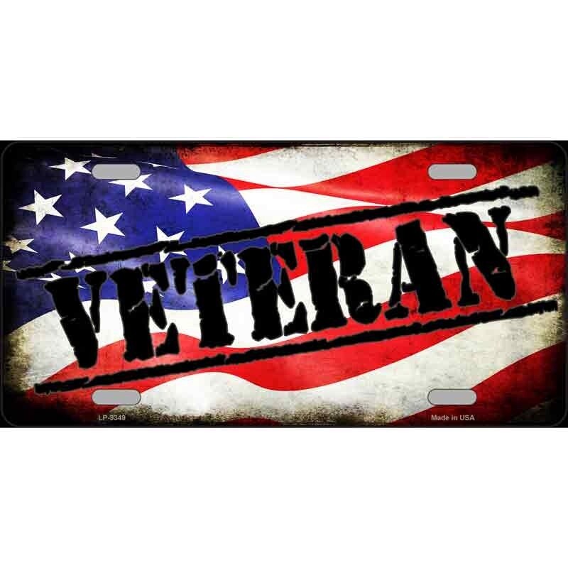 Veteran with Flag License Plate