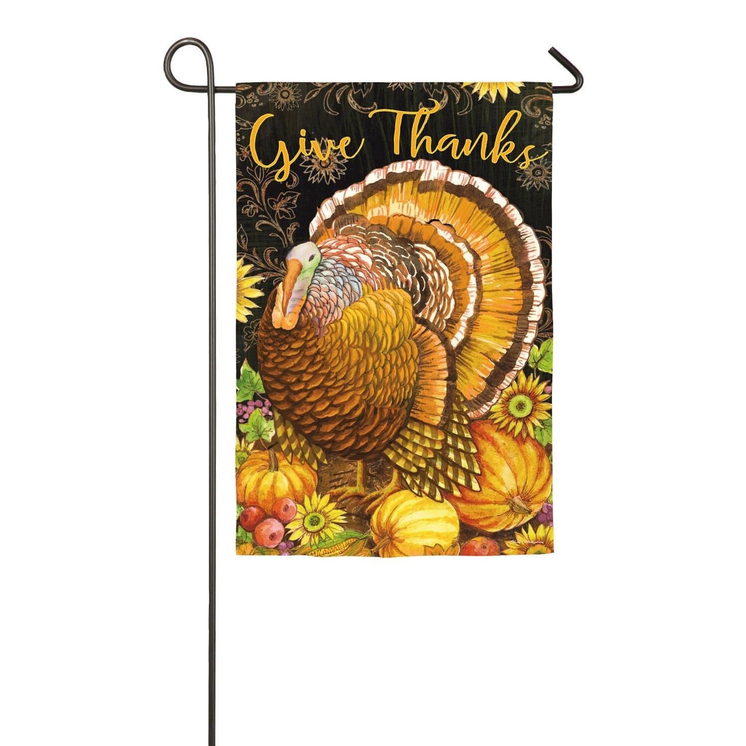 Thankful Turkey Pumpkins Garden Flag