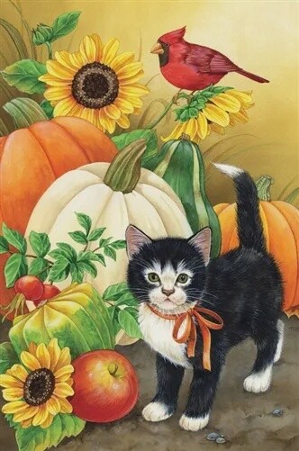 Gourds and Kitten Garden Flag