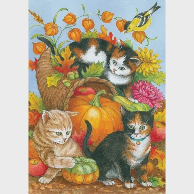 Kitten Cornucopia Garden Flag