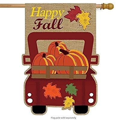 Happy Fall Pickup Applique House Flag