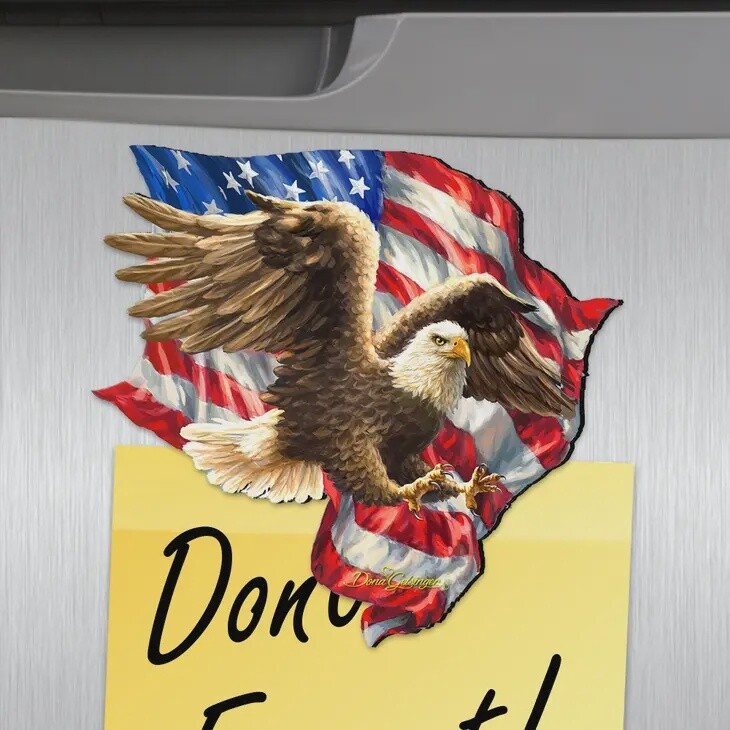 Patriotic American Eagle Shape Wooden Magnet