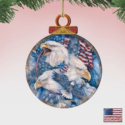 Patriotic Eagle Wooden Ornament