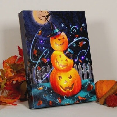 Pumpkin Stacks 8x6 Lighted Tabletop Canvas