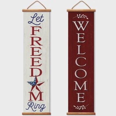 Freedom Ring/Welcome Reversible Vinyl Banner Greeter