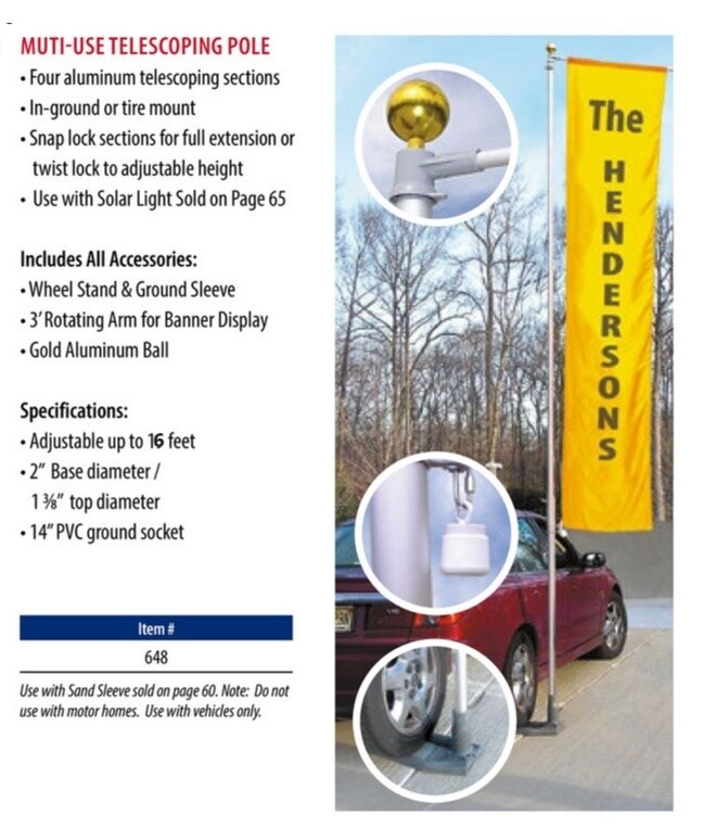 16' Portable Flagpole with Wheel Base