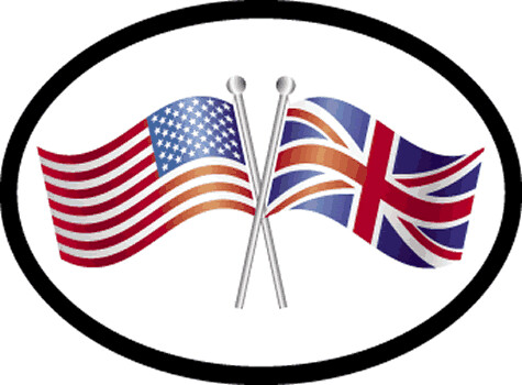 Flag It Oval Decal, Pattern: US and UK