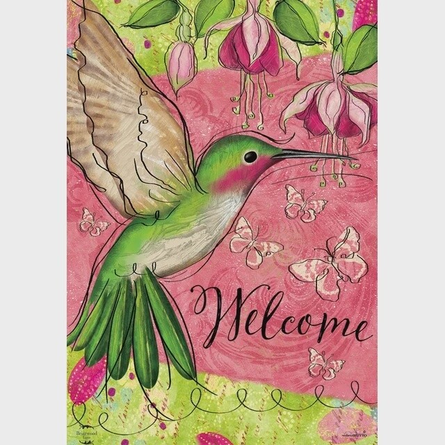 Blissful Hummingbird Garden Flag