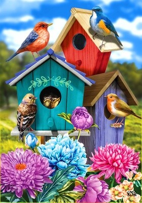 Colorful Birdhouses Garden Flag