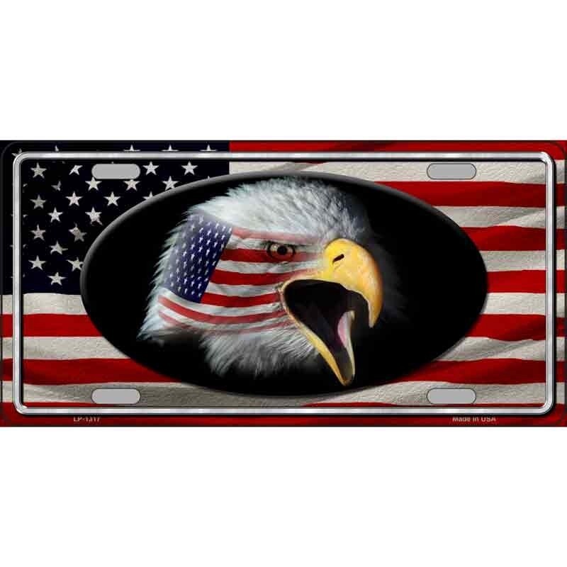 American Flag Eagle Scream License Plate