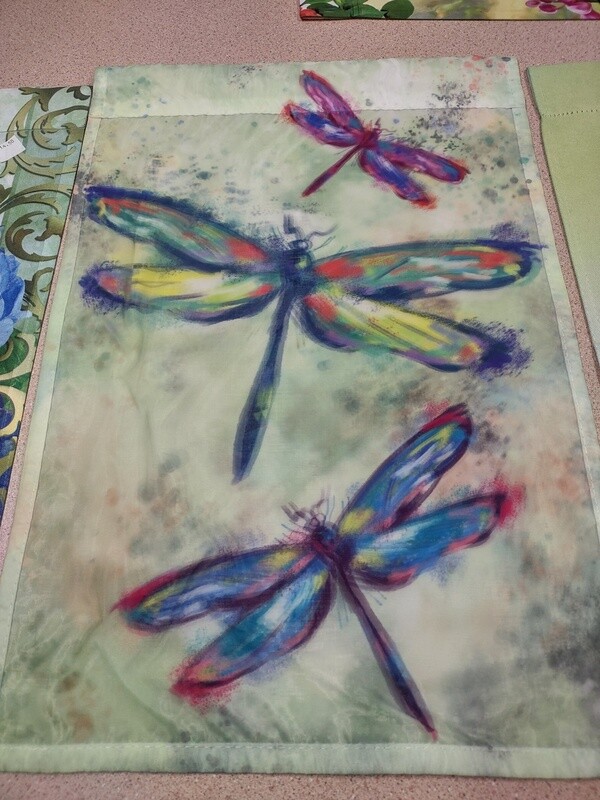 Watercolor Dragonfly Garden Flag