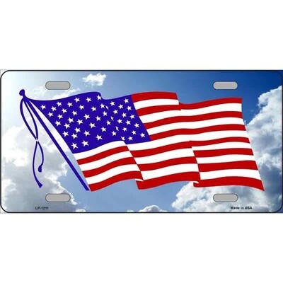 American Flag Cloud License Plate