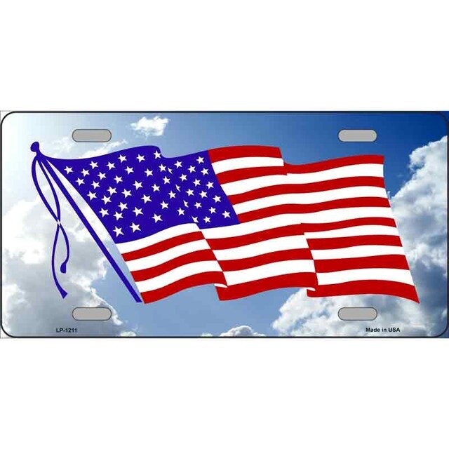 American Flag Cloud License Plate