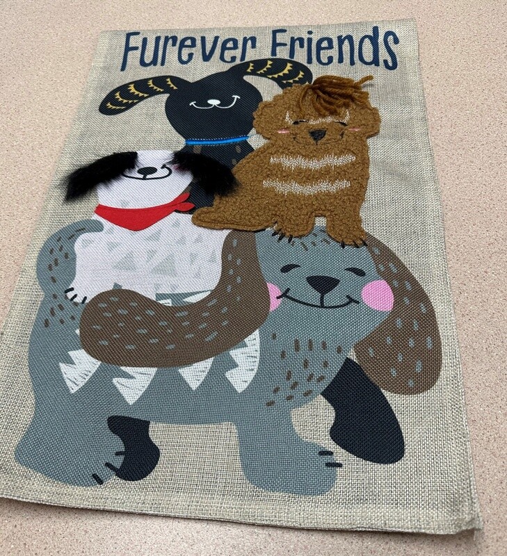 Furever Friends Burlap Garden Flag