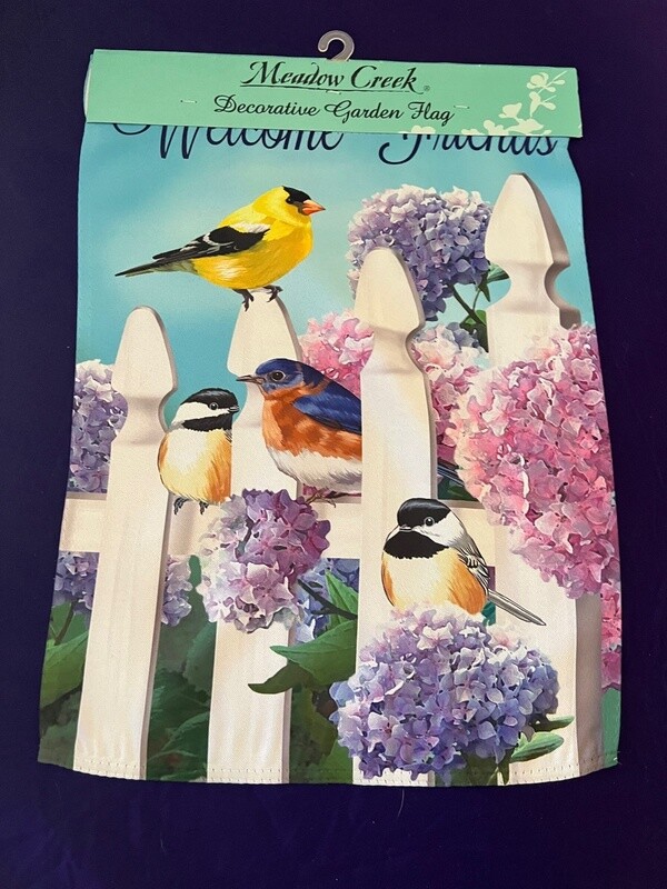 Welcome Friends Bird Fence Garden Flag