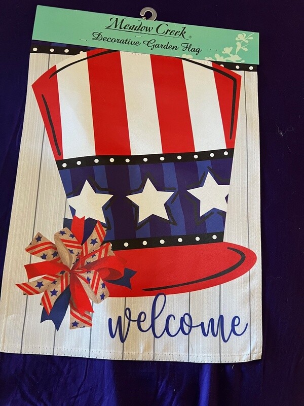 Welcome Patriotic Hat Garden Flag