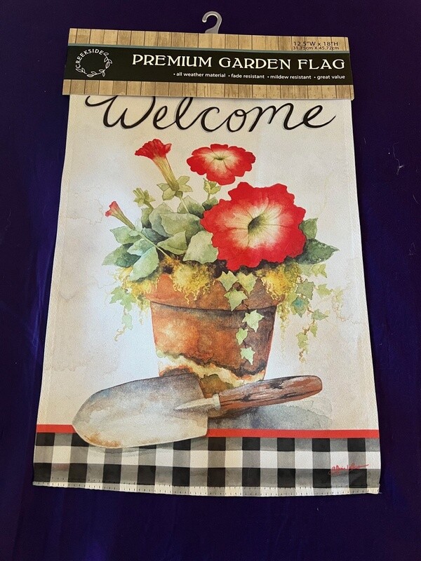 Welcome Flower Pot Garden Flag