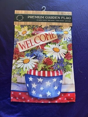 Patriotic Flowerpot Garden Flag