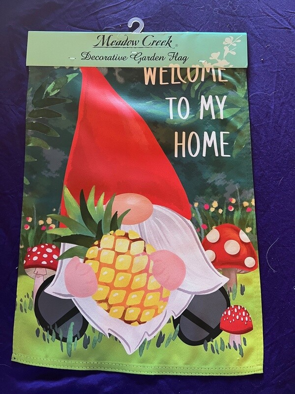 Gnome Home Welcome Garden Flag