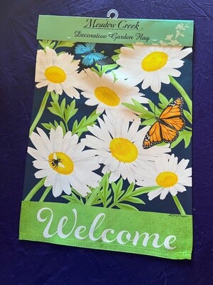 Daisy Butterfly Welcome Garden Flag