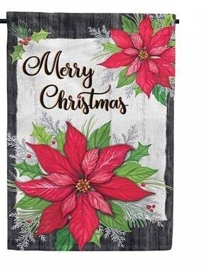 Merry Christmas Poinsettia House Flag