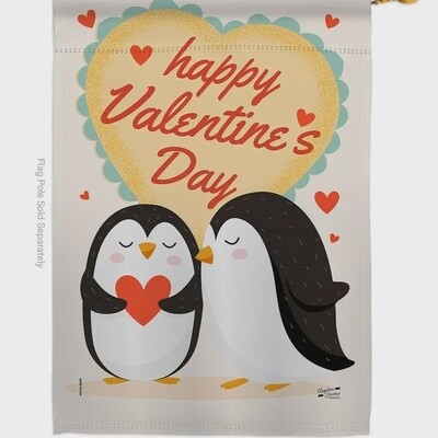 Penguins Love Valentine Garden Flag